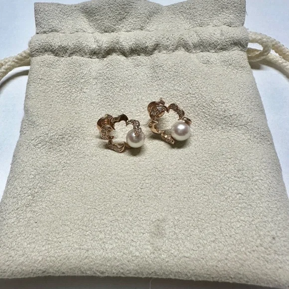 Mikimoto Rose Gold and Pearl Earrings - Picture 2 of 3